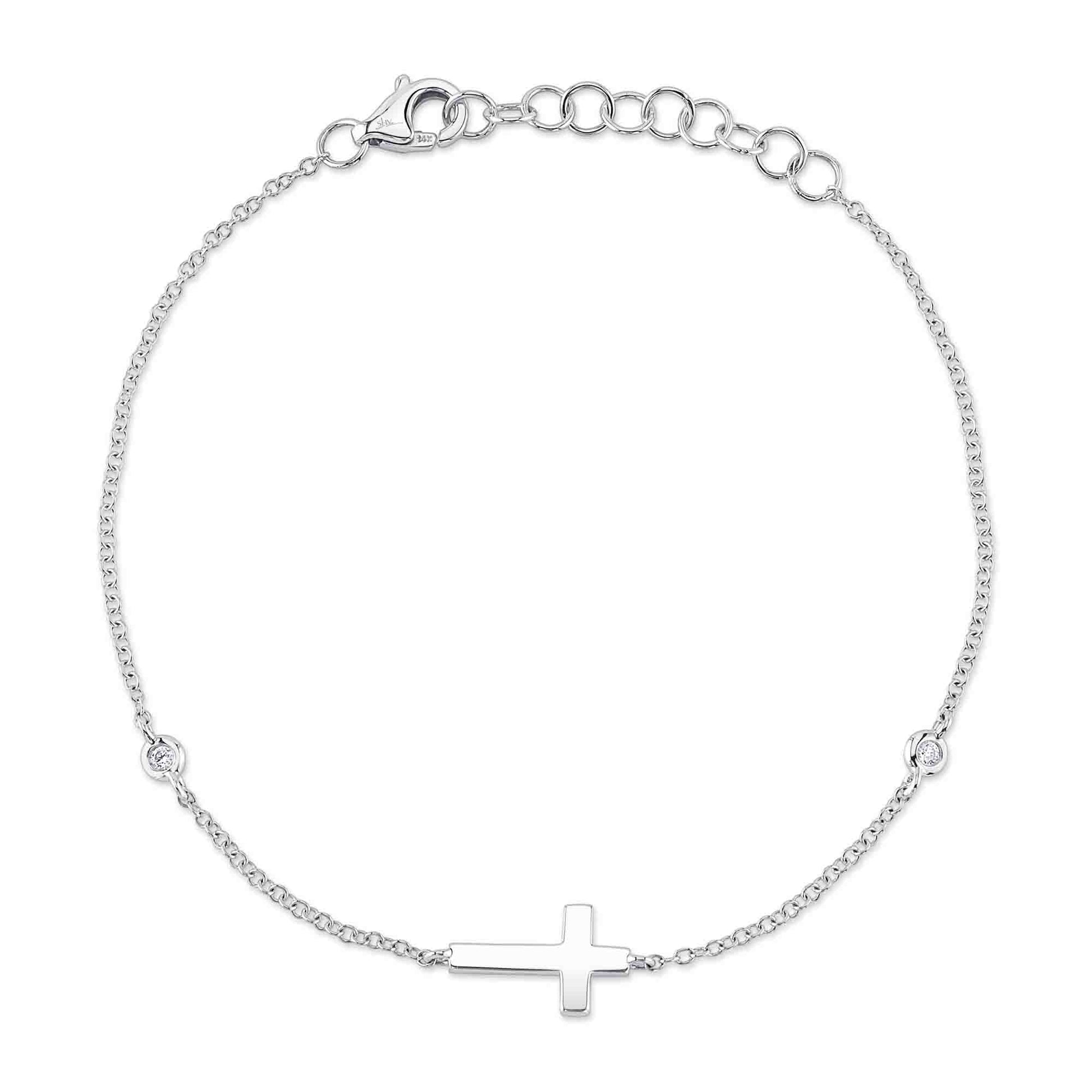 shy-creation-0-03ct-diamond-bezel-cross-bracelet-sc55026525