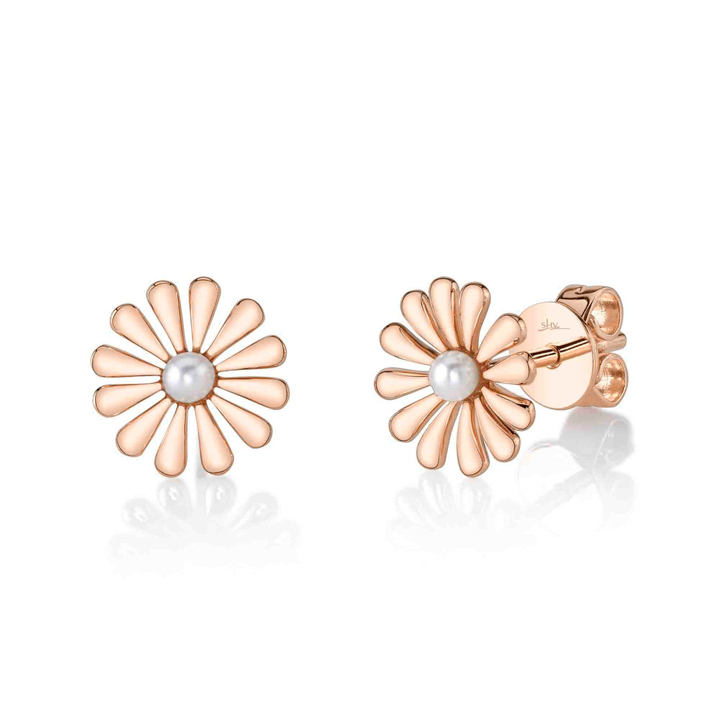 CULTURED PEARL FLOWER STUD EARRING