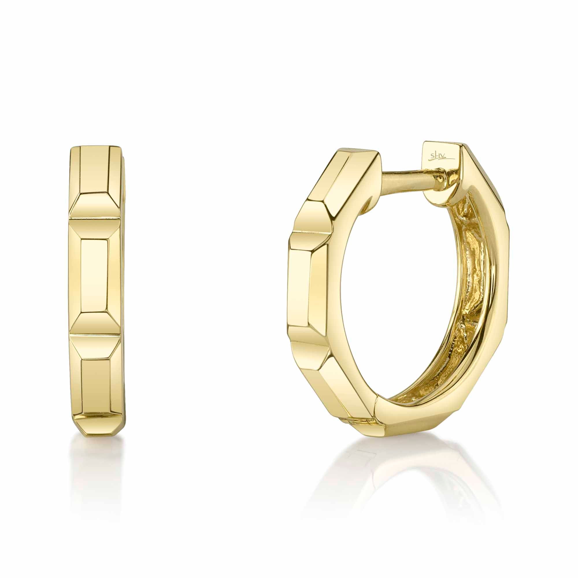 OCTAGON GEO CUT HUGGIE EARRING