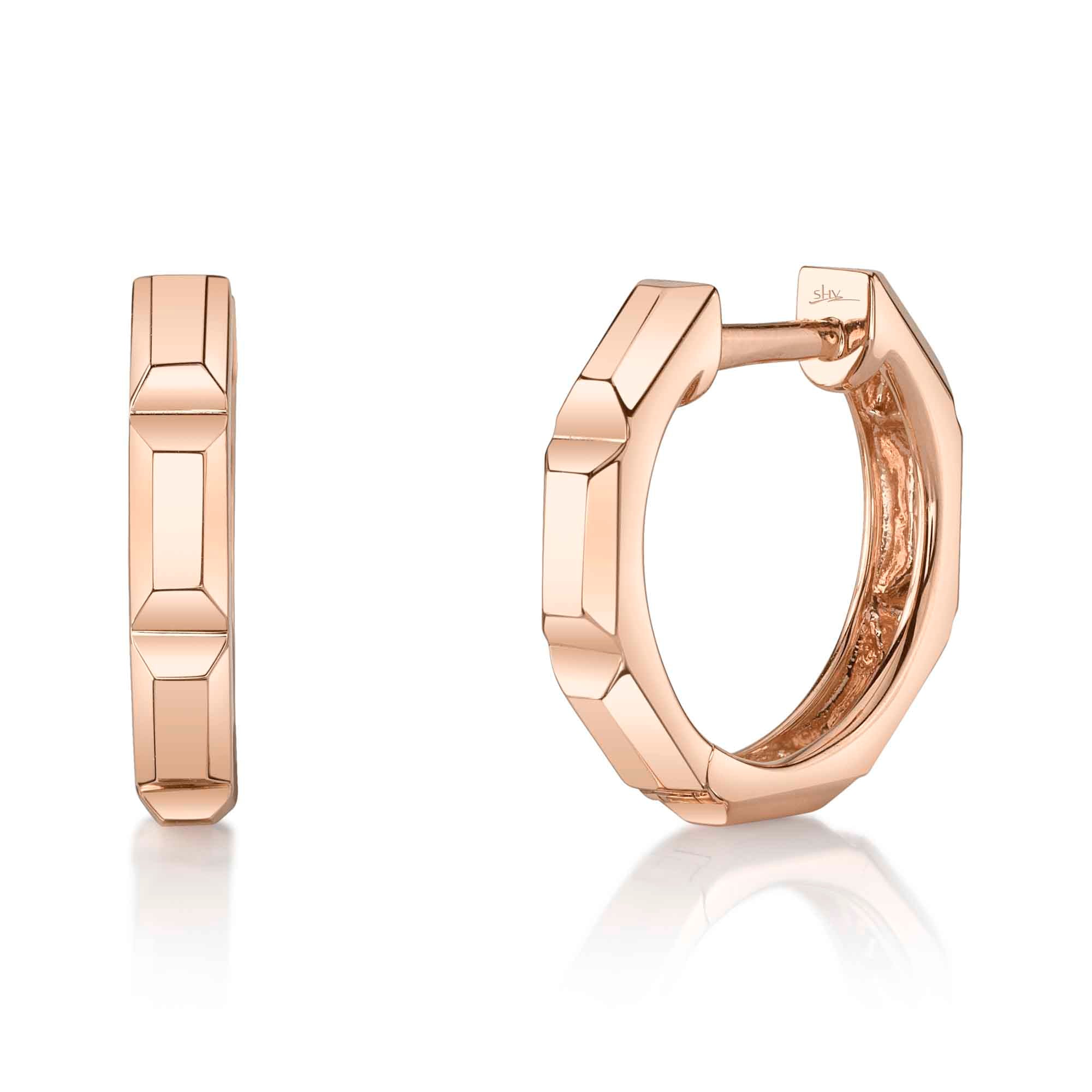 OCTAGON GEO CUT HUGGIE EARRING