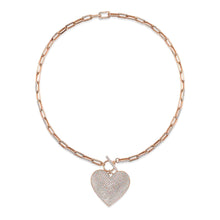 6.29CT DIAMOND PAVE HEART PAPER CLIP LINK NECKLACE