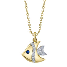 Shy Creation 0.05Ct Diamond & 0.02Ct Blue Sapphire Fish Necklace SC55027418RD