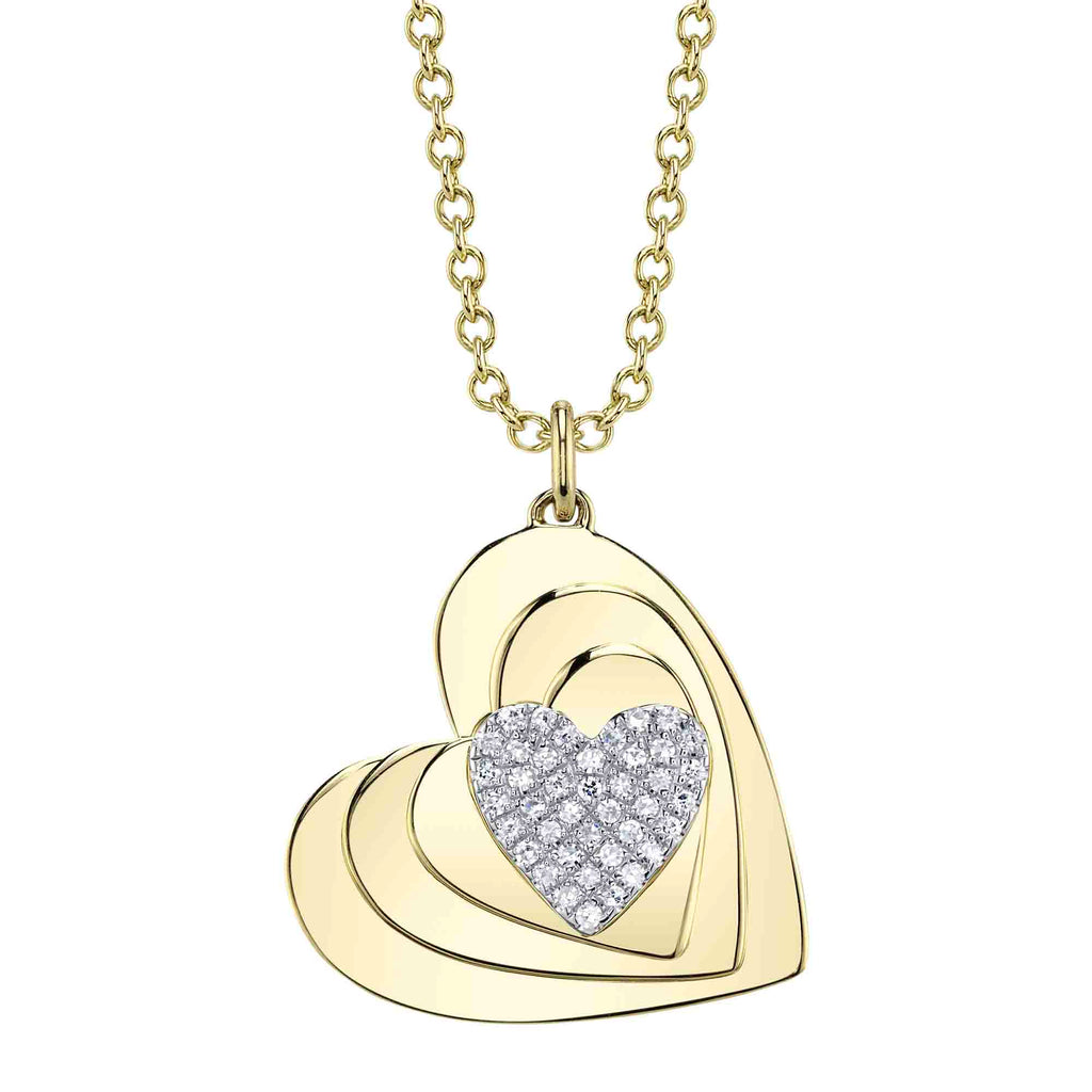 Shy Creation 0.09Ct Diamond Pave Heart Necklace SC55027576RD
