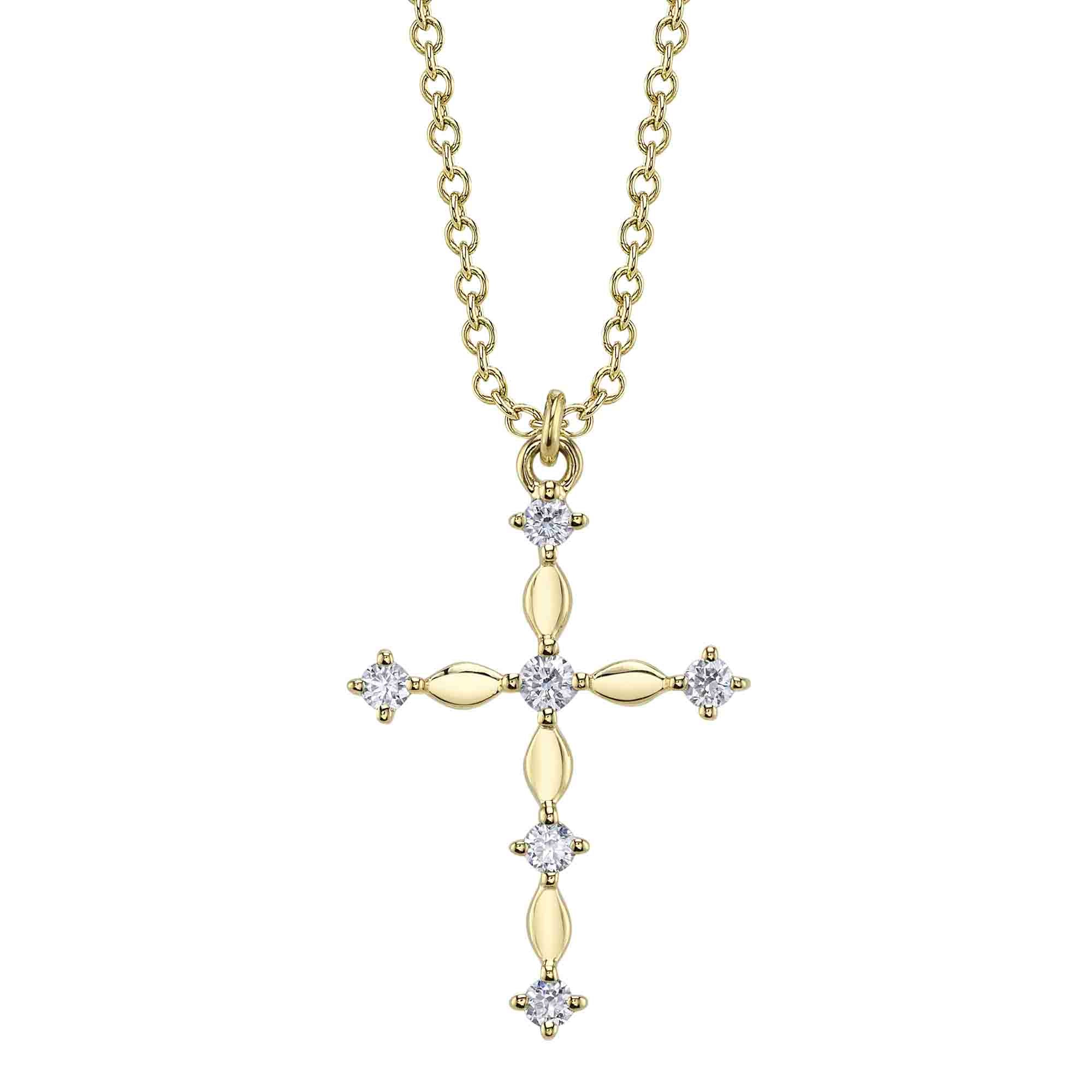 Shy Creation 0.12Ct Diamond Cross Necklace SC55027632