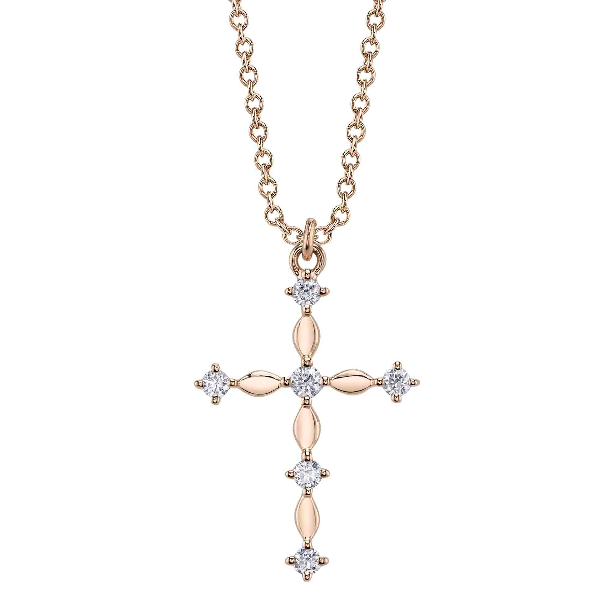 Shy Creation 0.12Ct Diamond Cross Necklace SC55027633