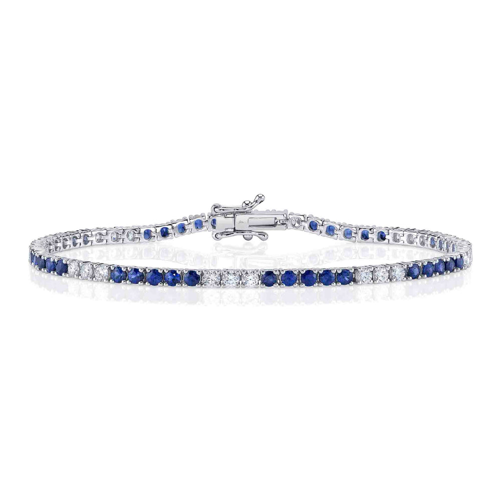 1.25CT DIAMOND & 2.47CT BLUE SAPPHIRE TENNIS BRACELET