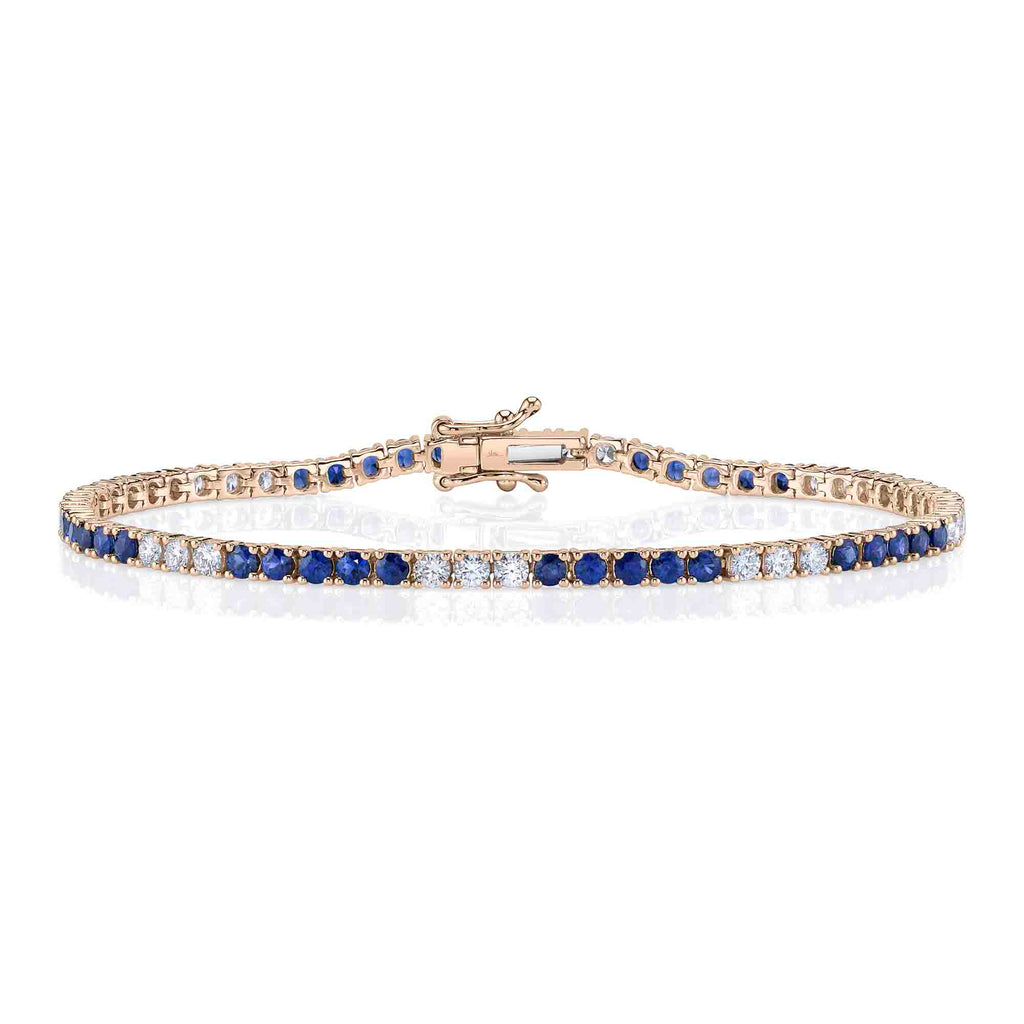 1.25CT DIAMOND & 2.47CT BLUE SAPPHIRE TENNIS BRACELET