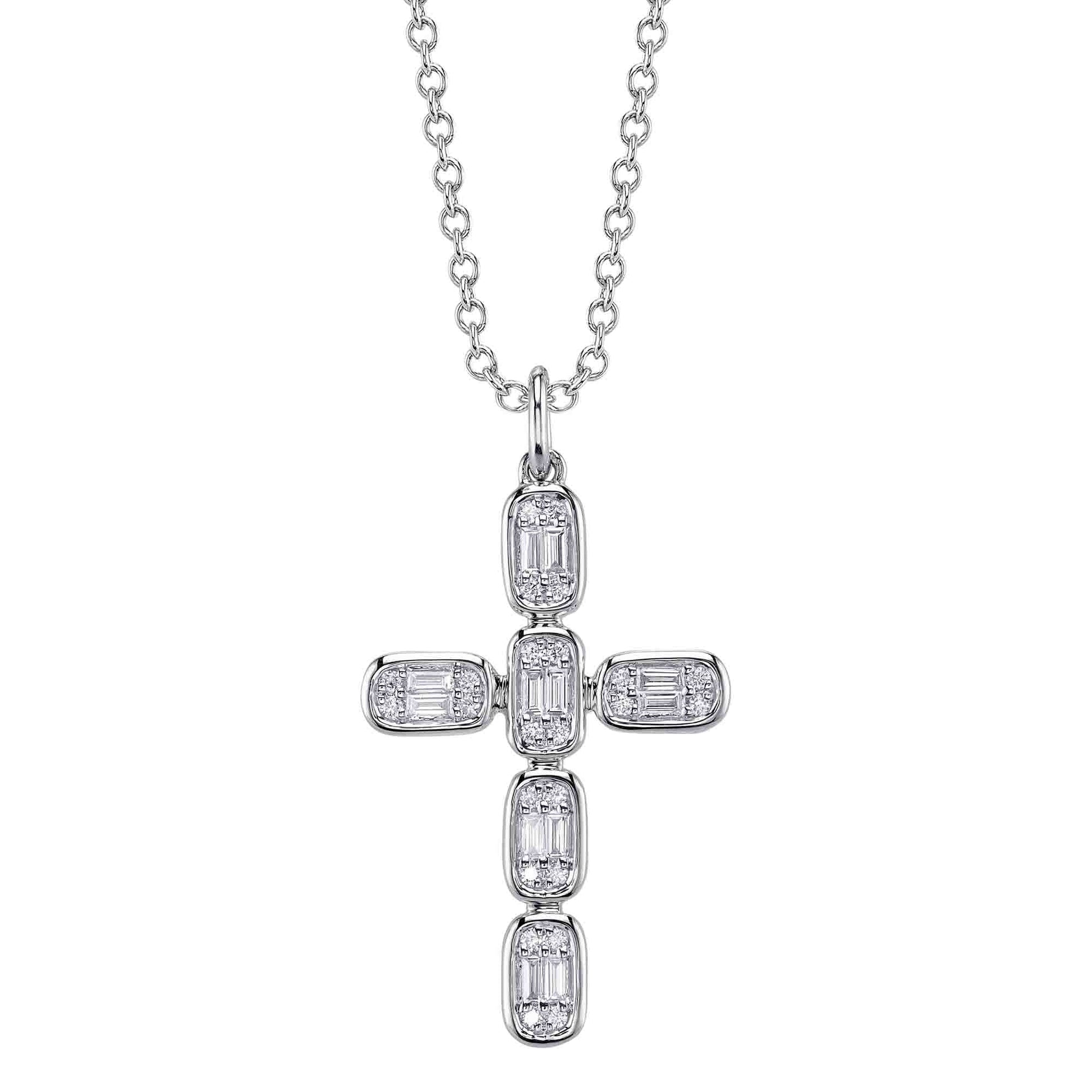 shy-creation-0-30ct-diamond-baguette-cross-necklace-sc55027790