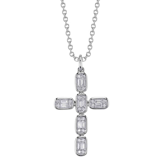 shy-creation-0-30ct-diamond-baguette-cross-necklace-sc55027790