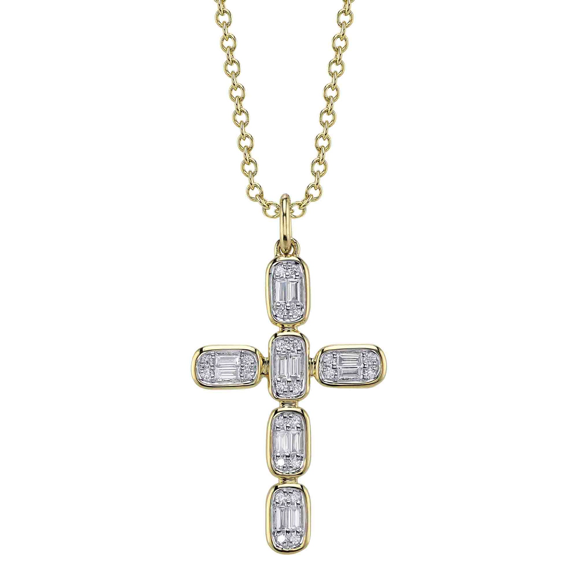 shy-creation-0-30ct-diamond-baguette-cross-necklace-sc55027791rd
