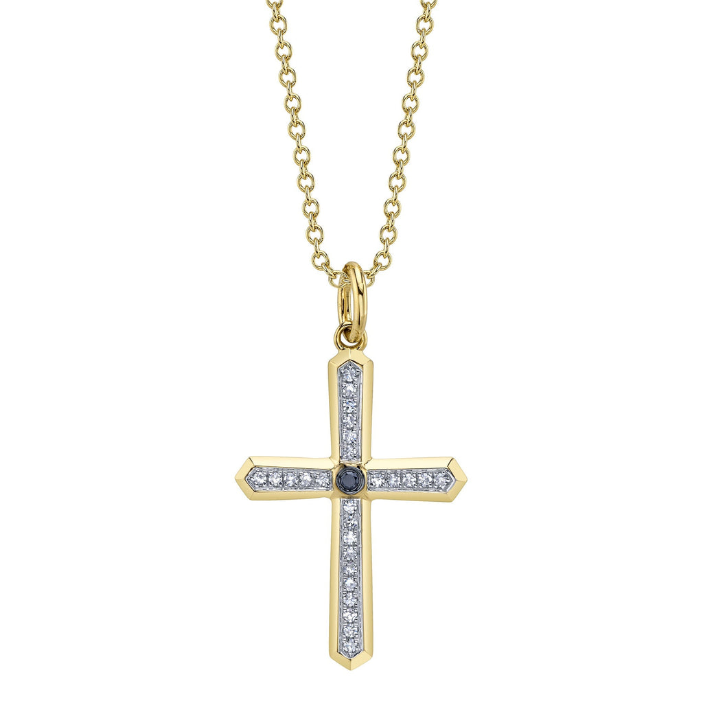 Shy Creation 0.08Ct Black & White Diamond Cross Necklace SC55028255RD