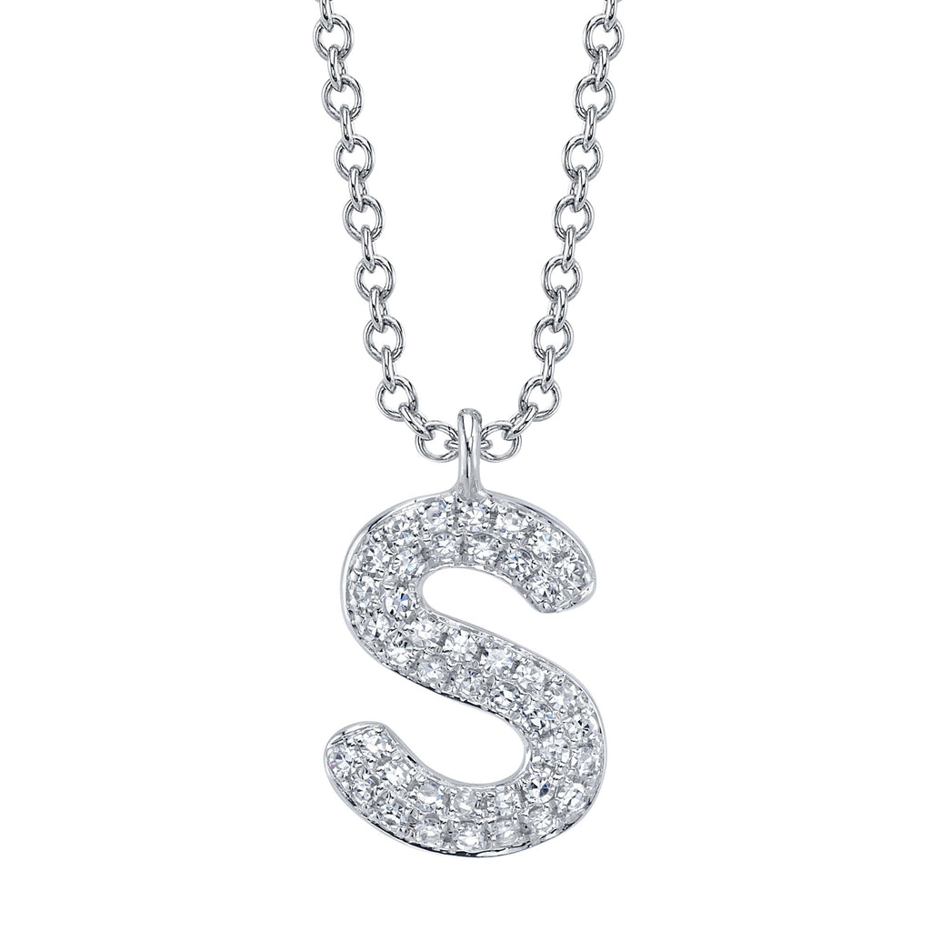 Shy Creation 0.09Ct Diamond Pave Necklace - Initial S SC55028331-S