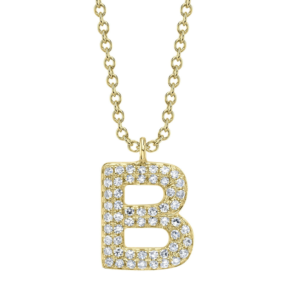 Shy Creation 0.11Ct Diamond Pave Necklace - Initial B SC55028332-B
