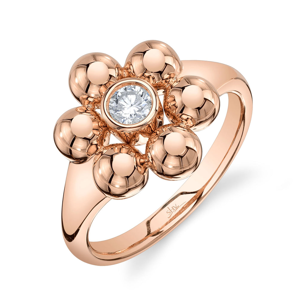 Shy Creation 0.19Ct Diamond Bezel Flower Ring SC55028715