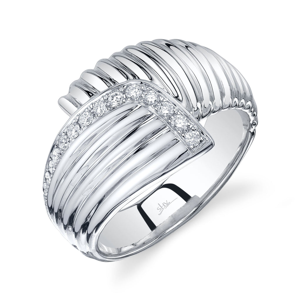Shy Creation 0.20Ct Diamond Ribbed Ring SC55028817