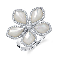 0.50CT DIAMOND & 4.92CT MOTHER OF PEARL FLOWER RING
