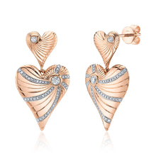 0.44CT DIAMOND BEZEL RIBBED HEART EARRING