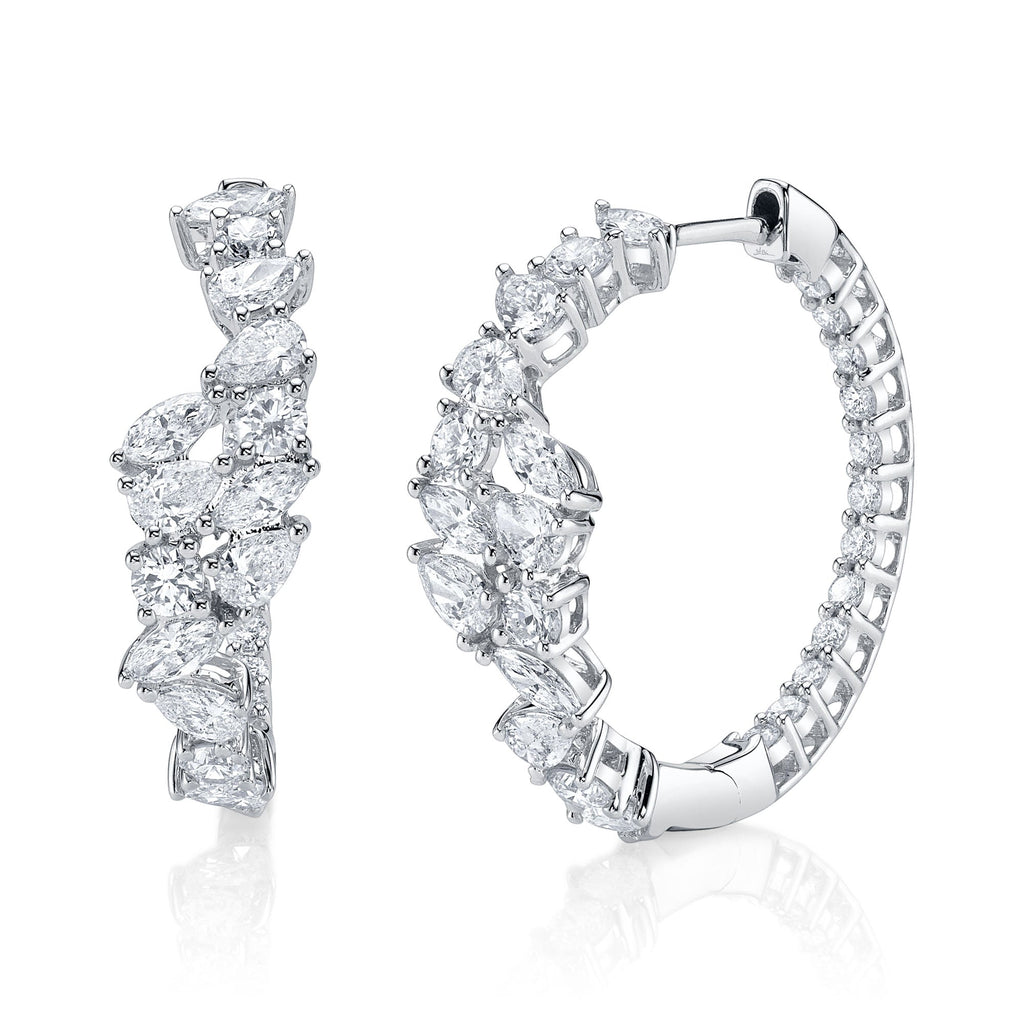 2.89CT DIAMOND MARQUISE PEAR HOOP EARRING
