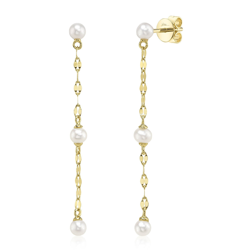 CULTURED PEARL SPARKLE CHAIN EARRING