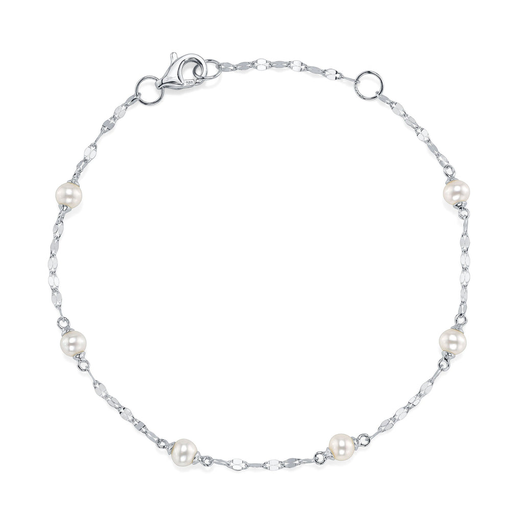 CULTURED PEARL SPARKLE CHAIN BRACELET
