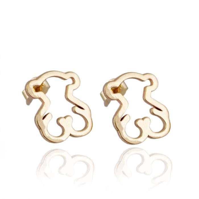14k Gold Open Bear Earrings