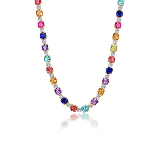 79.96 CTW Fancy Lab-Grown Sapphire Tennis Choker Necklace SYN030MG17