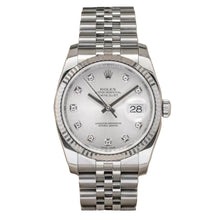 Rolex Datejust 36 Silver Diamond Dial Watch 116234-0084