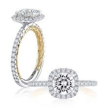 A.Jaffe Engagement Rings Classic Two Tone Halo Round Cut Diamond Engagement Ring MECRD2332Q/147