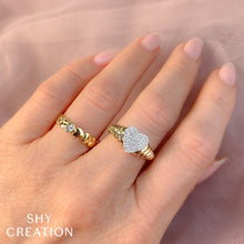 Shy Creation 0.17Ct Diamond Pave Heart Signet Ring SC22009482RD