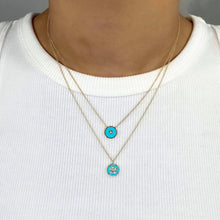 Shy Creation 0.06Ct Diamond & Turquoise-Color Enamel Flower Necklace SC55021647ET