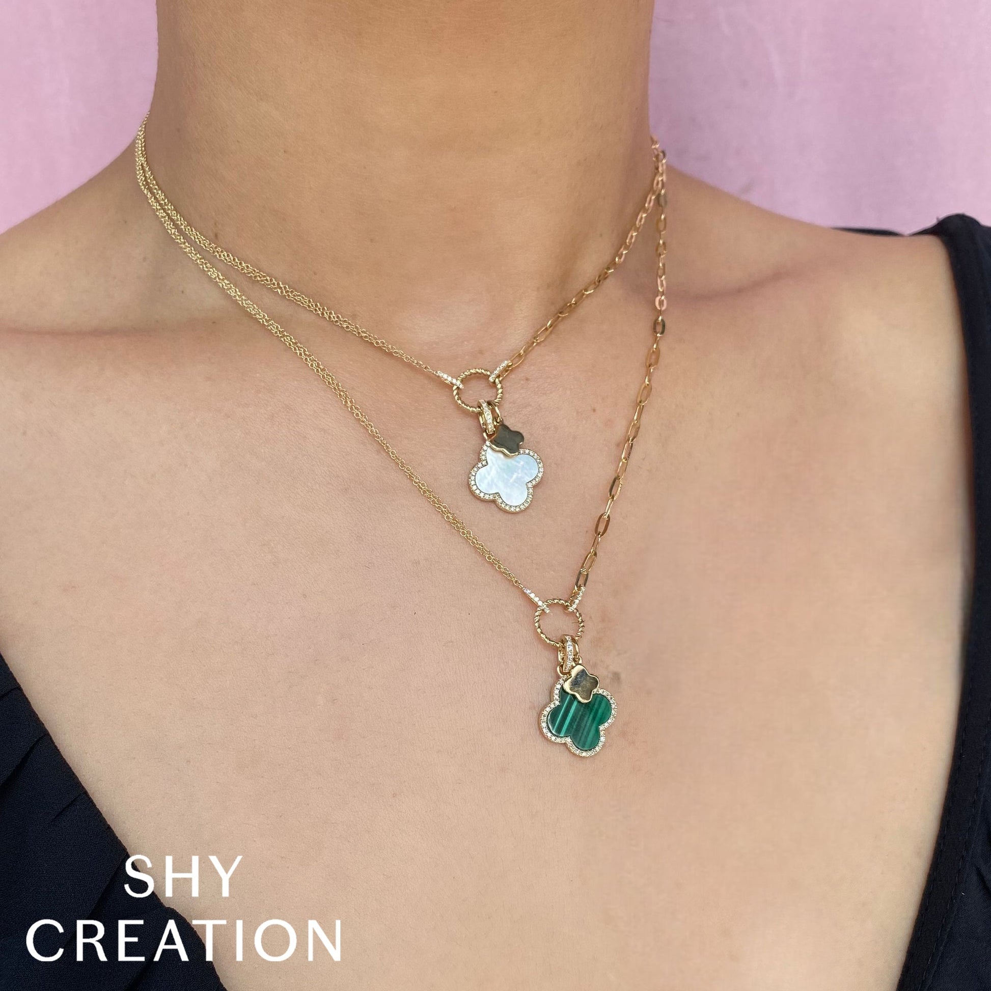0-17ct-diamond-1-88ct-malachite-clover-paper-clip-link-necklace