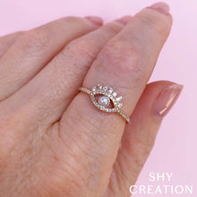 Shy Creation 0.20Ct Diamond & Cultured Pearl Baguette Eye Ring SC55024508