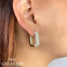 4.13CT DIAMOND PAVE RECTANGLE HOOP EARRING