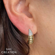 Shy Creation 0.16Ct Diamond Ribbed Earring SC55026163RD