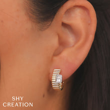 Shy Creation 0.28Ct Diamond Baguette Ribbed Hoop Earring SC55027150D0.65