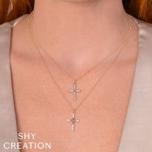 Shy Creation 0.08Ct Black & White Diamond Cross Necklace SC55028254