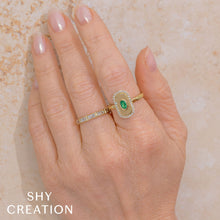 Shy Creation 0.20Ct Diamond & 0.21Ct Emerald Oval Ring SC41002337