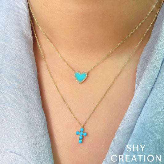 0-09ct-diamond-0-55ct-composite-turquoise-heart-necklace
