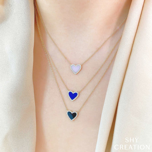 shy-creation-0-09ct-diamond-0-54ct-lapis-heart-necklace-sc55012628