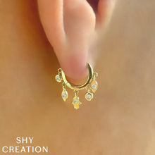 Shy Creation 0.12Ct Diamond Eye Hamsa Shaker Huggie Earring SC55022257