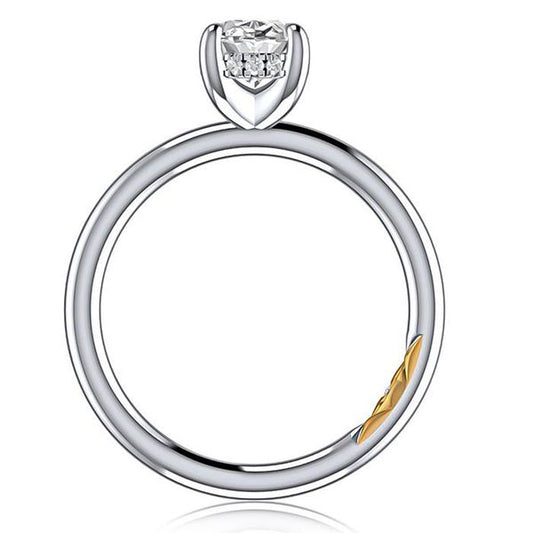 A.Jaffe Engagement Rings Classic Four Prong Solitaire Oval Diamond Engagement Ring with Hidden Halo MECOV2957L/157B