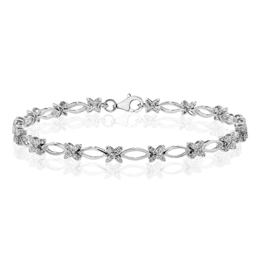 Floral Bracelet in 14k Gold with Diamonds ZB276