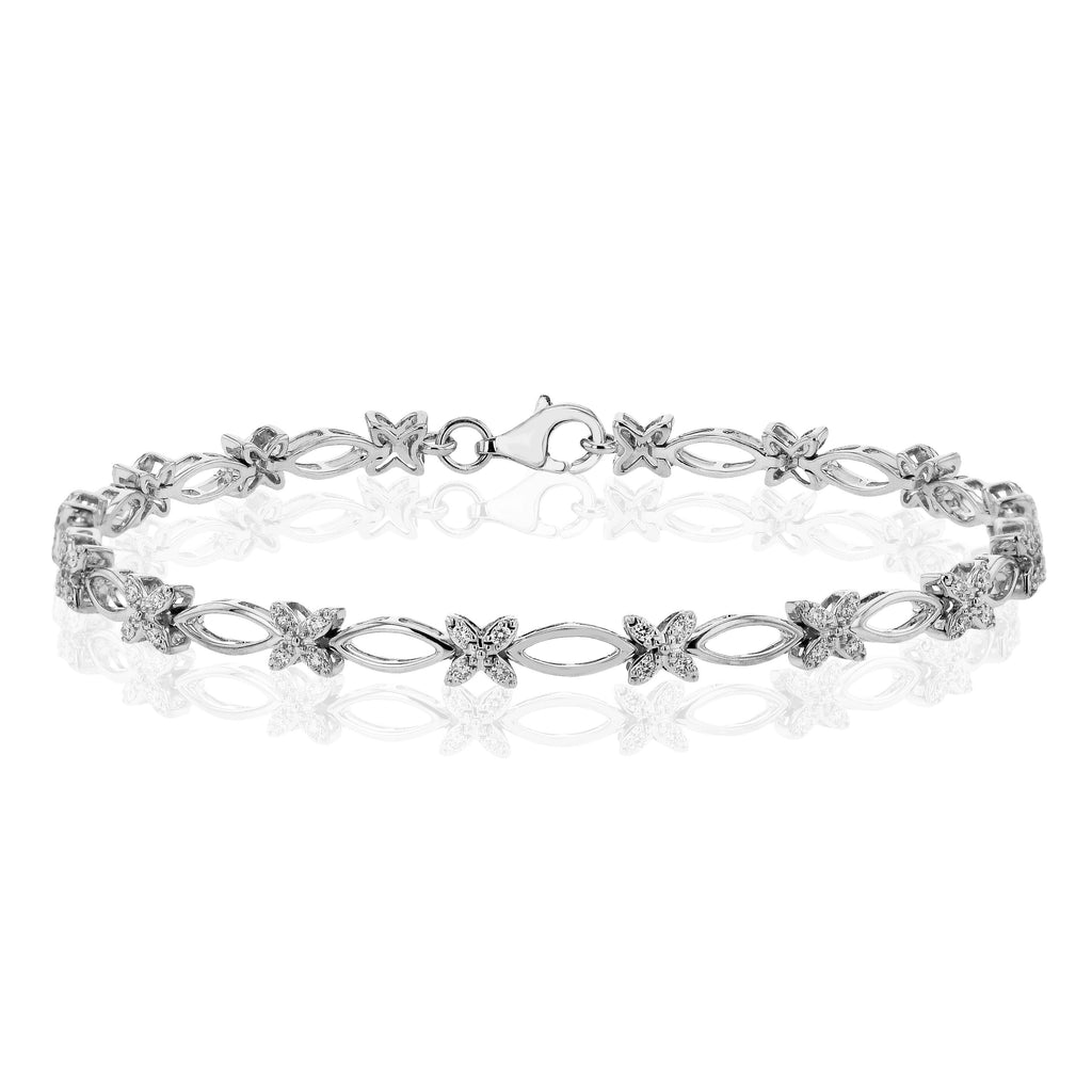 Floral Bracelet in 14k Gold with Diamonds ZB276