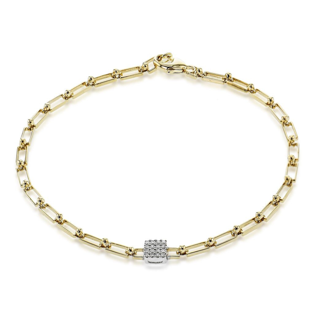 Link Bracelet in 14k Gold with Diamonds ZB840