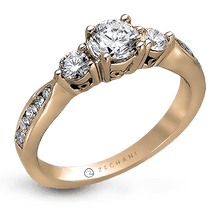 Three-Stone Engagement Ring in 14k Gold with Diamonds ZR126