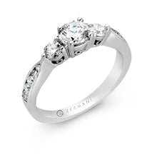 Three-Stone Engagement Ring in 14k Gold with Diamonds ZR126