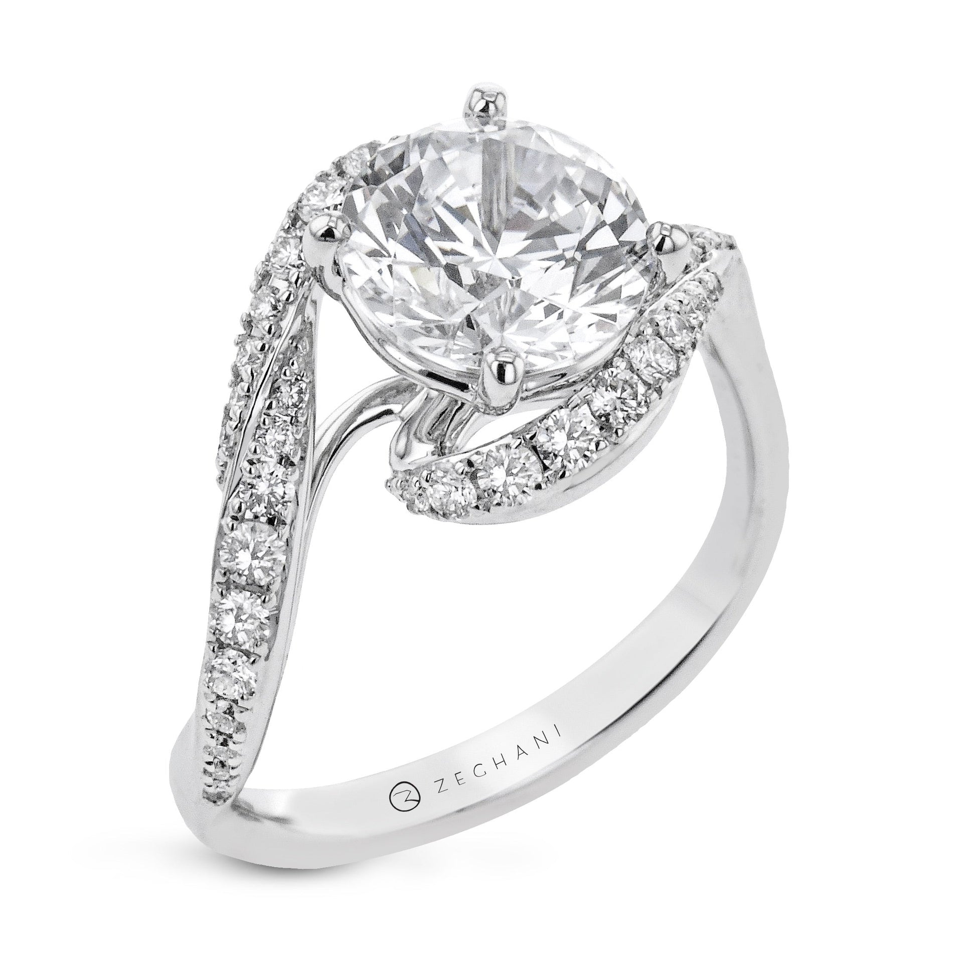 Round Engagement Ring in 14k Gold with Diamonds ZR2345