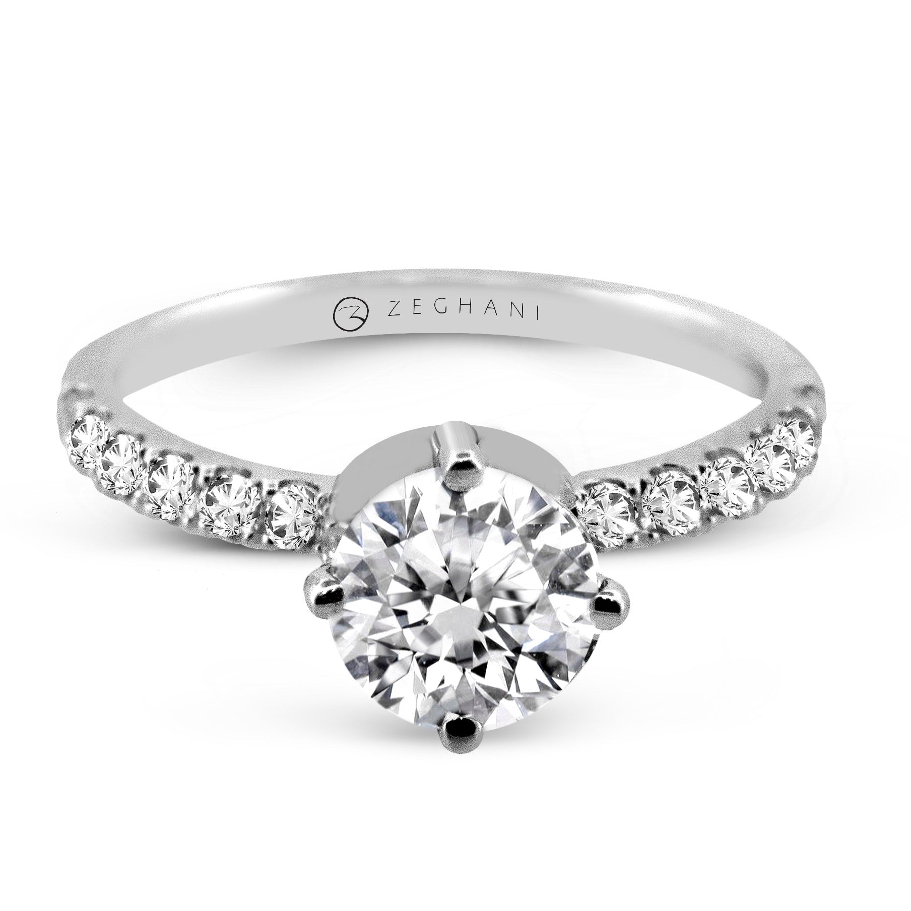 Round Engagement Ring in 14k Gold with Diamonds ZR2502
