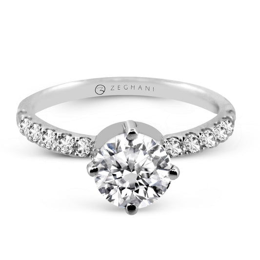Round Engagement Ring in 14k Gold with Diamonds ZR2502