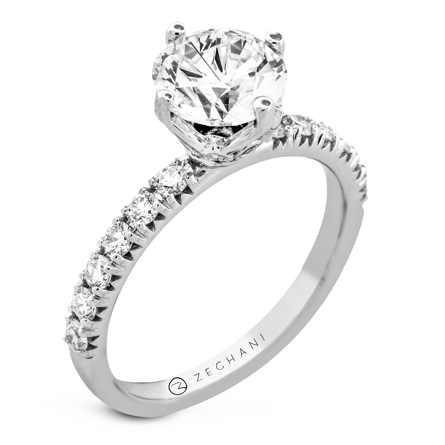 Round Engagement Ring in 14k Gold with Diamonds ZR2502